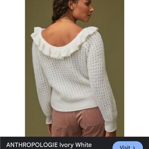 Anthropologie Ruffled Boat Neck Sweater